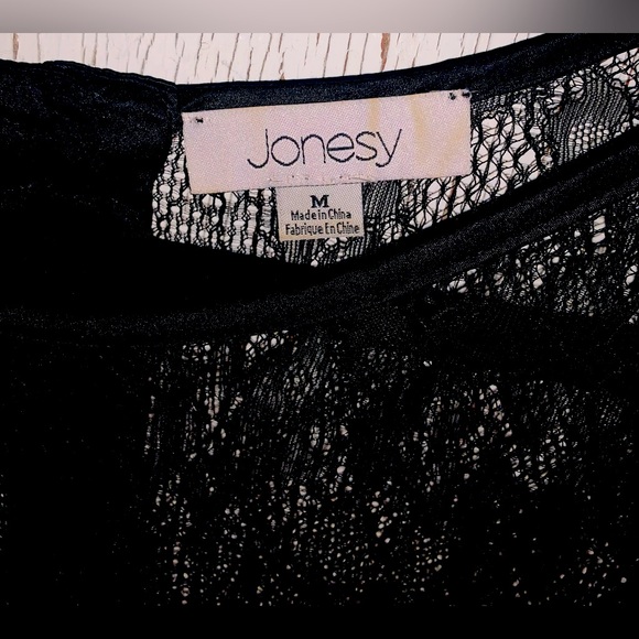 Black Lace Long Sleeve Blouse- Buttons up the back! - Picture 3 of 5